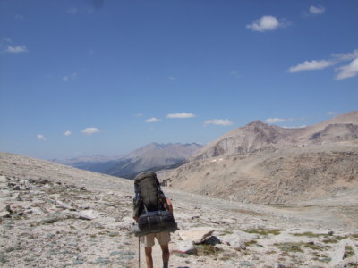 hiking down New Army Pass